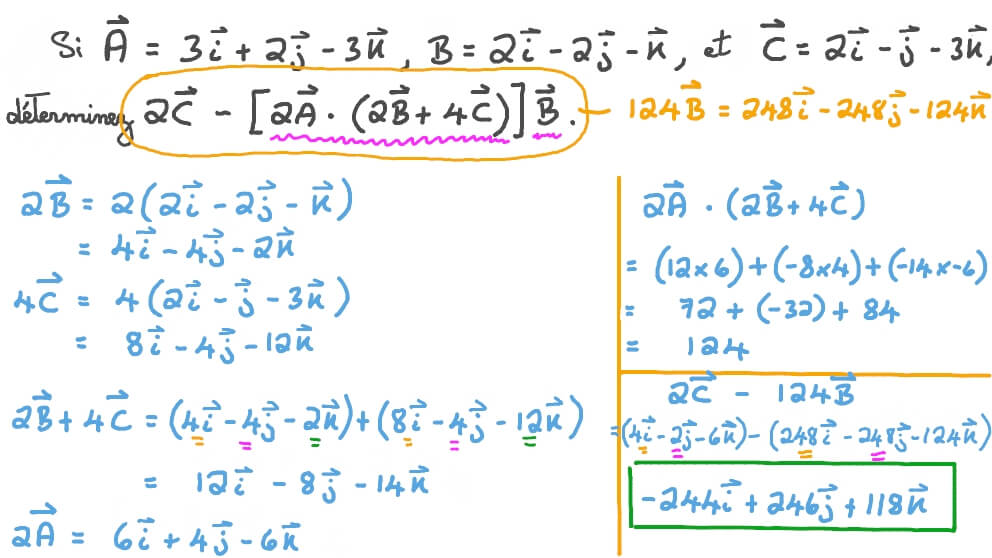 Calcul d’une expression impliquant un produit scalaire