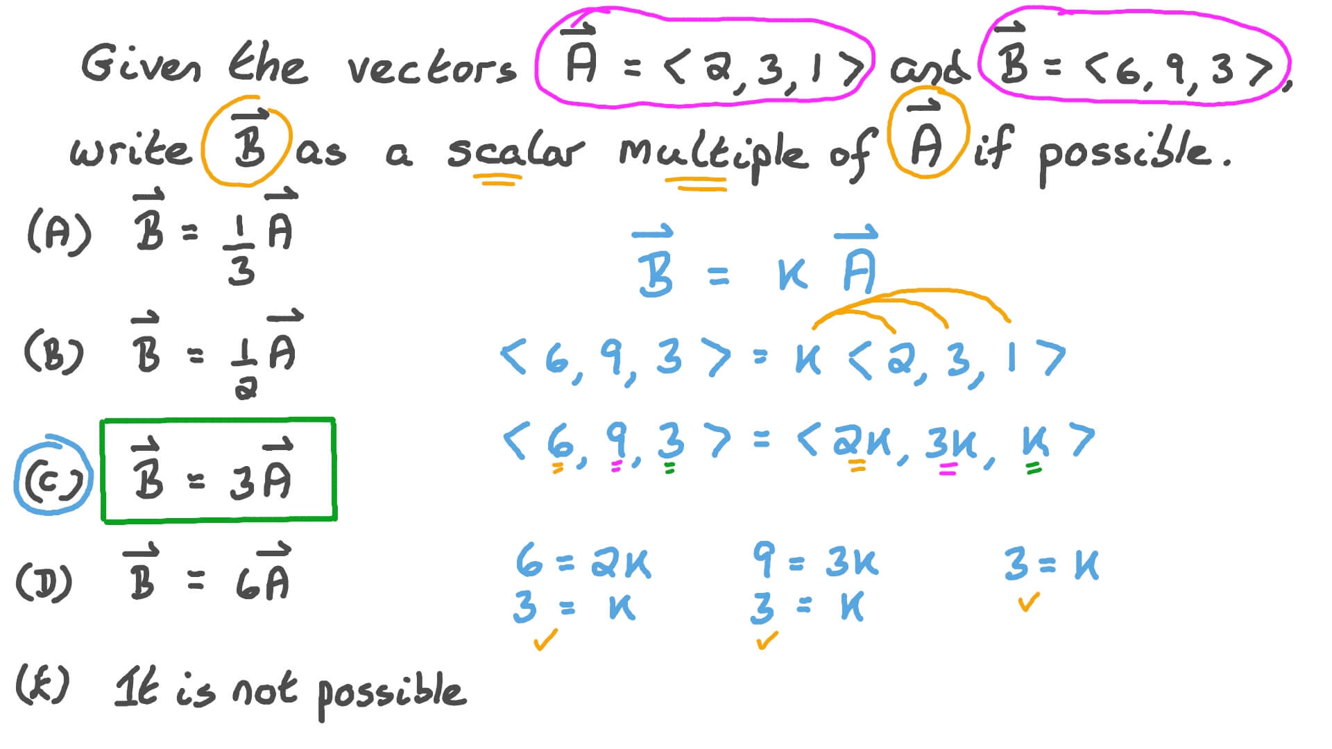 Question Video Multiplying Vectors By Scalars Nagwa