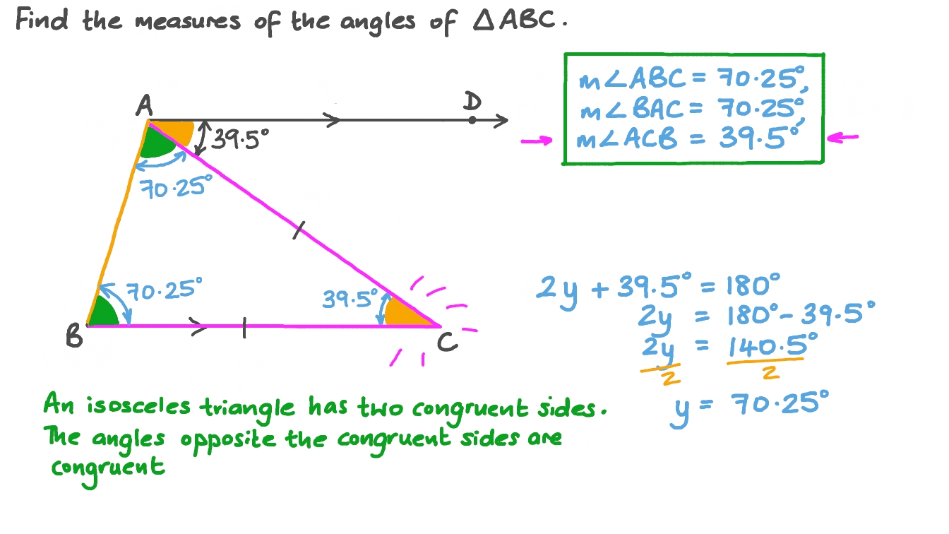 Question Video Finding The Measures Of The Angles Of An Isosceles
