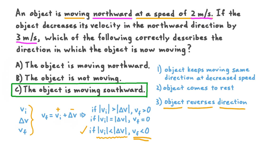 Question Video: Understanding Changes in Velocity | Nagwa