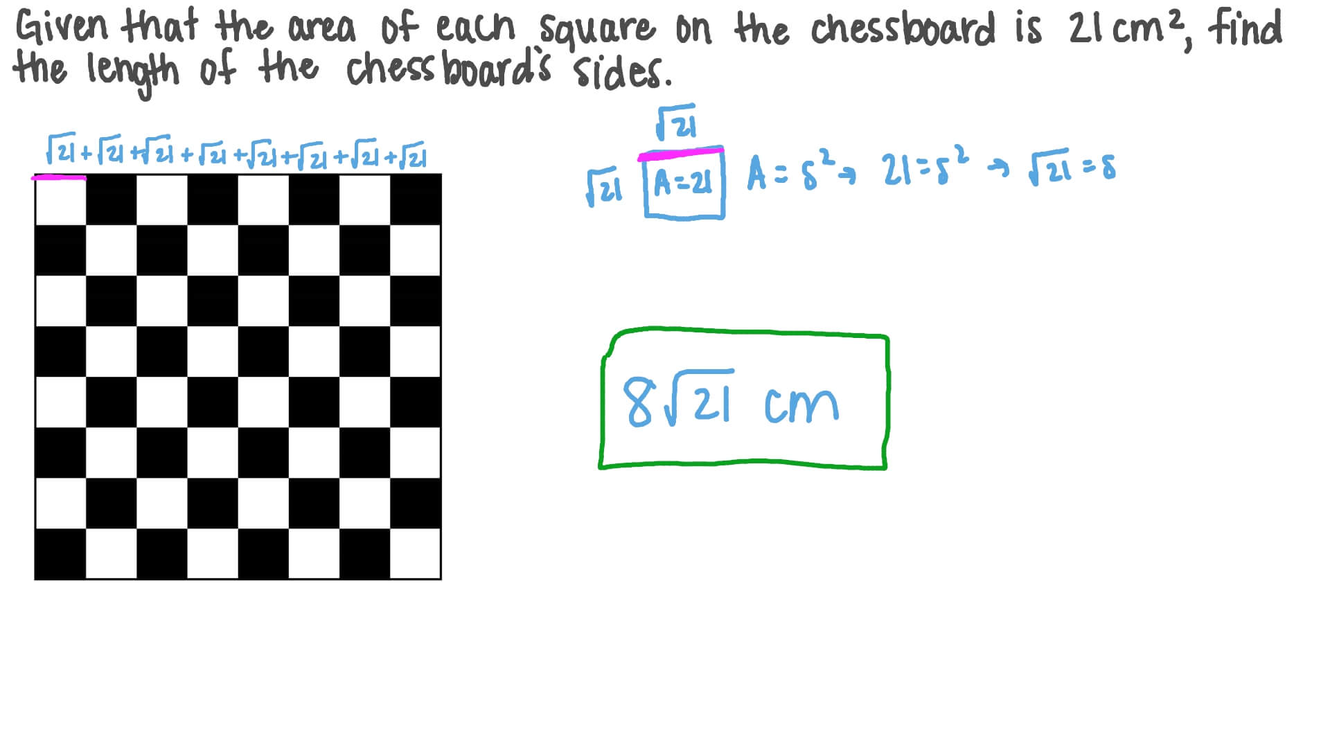Using Square Roots to Solve Word Problem Involving Areas of Squares
