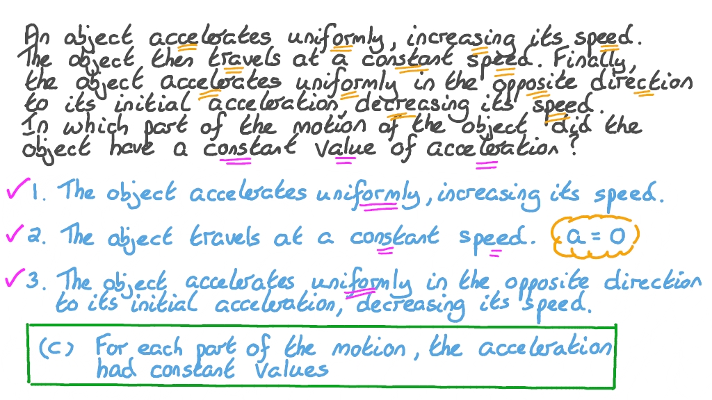 Recognizing When Acceleration Has a Constant Value