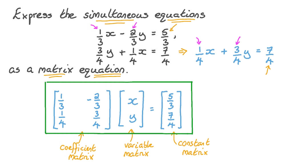 Expressing a Pair of Simultaneous Equations as a Matrix Equation