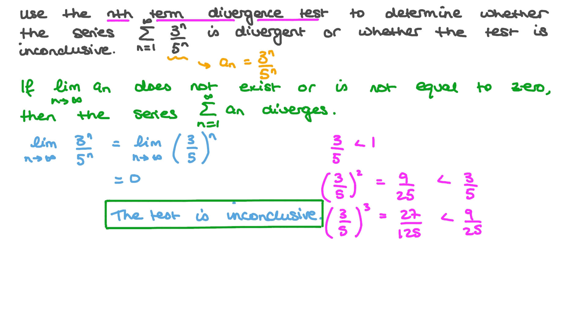 Using the 𝑛th Term Divergence Test