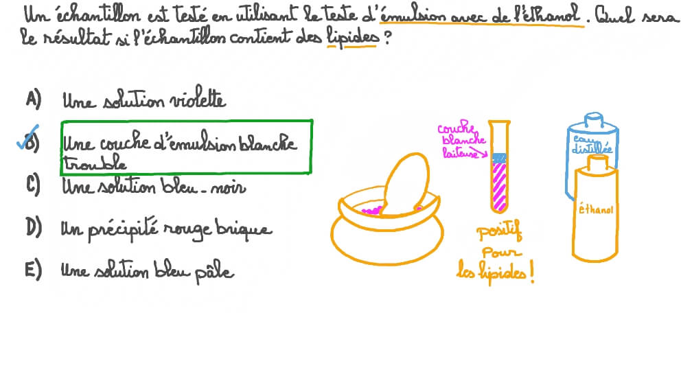 Vidéo question Rappel du résultat d’un test d’émulsion positif avec