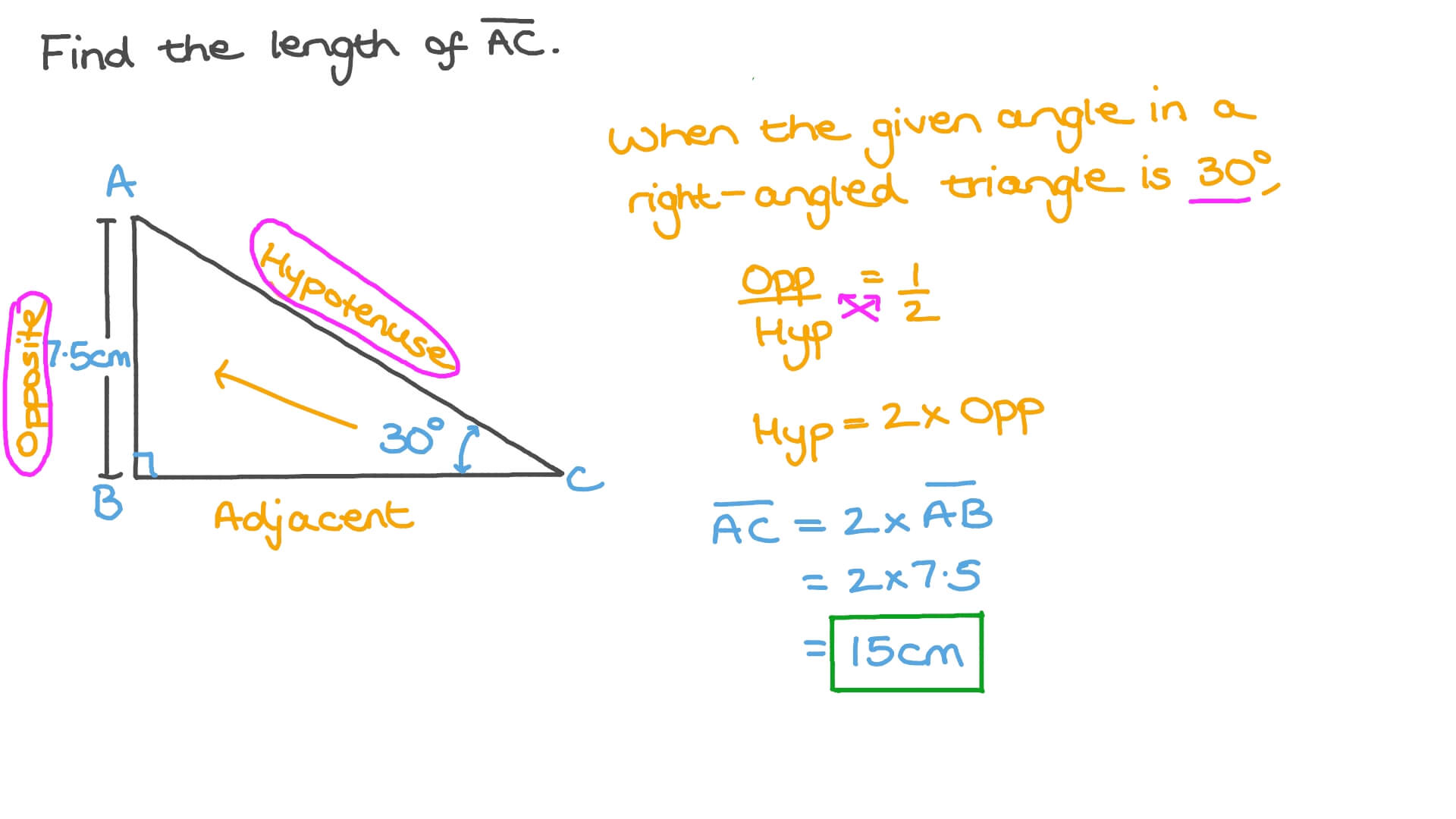 Question Video Finding The Length Of The Hypotenuse In A Right Angled